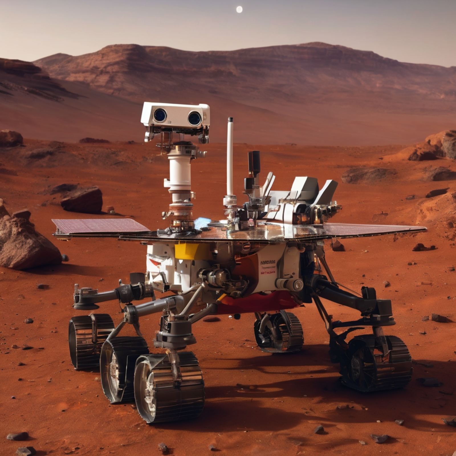 AI Mars rover collecting samples.